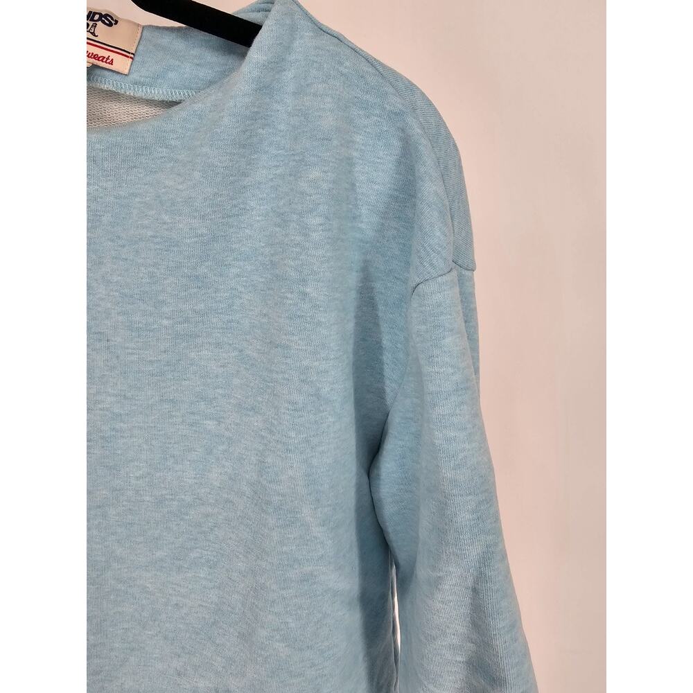Lands End Womens Sz S Serious Sweats 3/4 Sleeve Sweatshirt Light Sky Blue - Picture 3 of 4